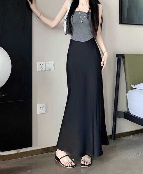 Satin Long Skirt